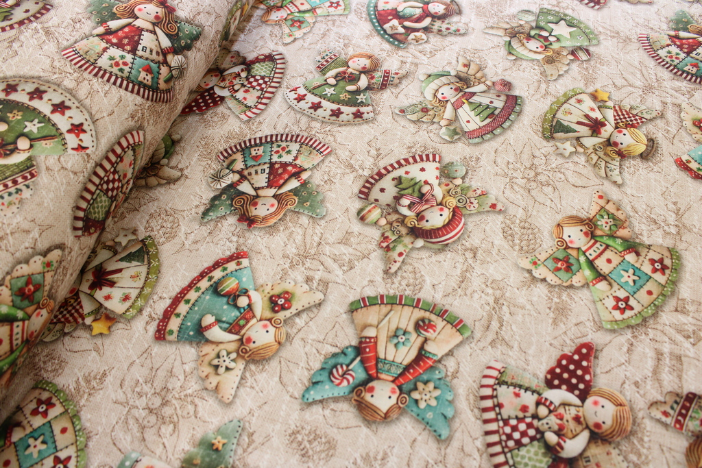 TESSUTO H320 IN COTONE FANTASIA NATALIZIA CON ANGIOLETTI