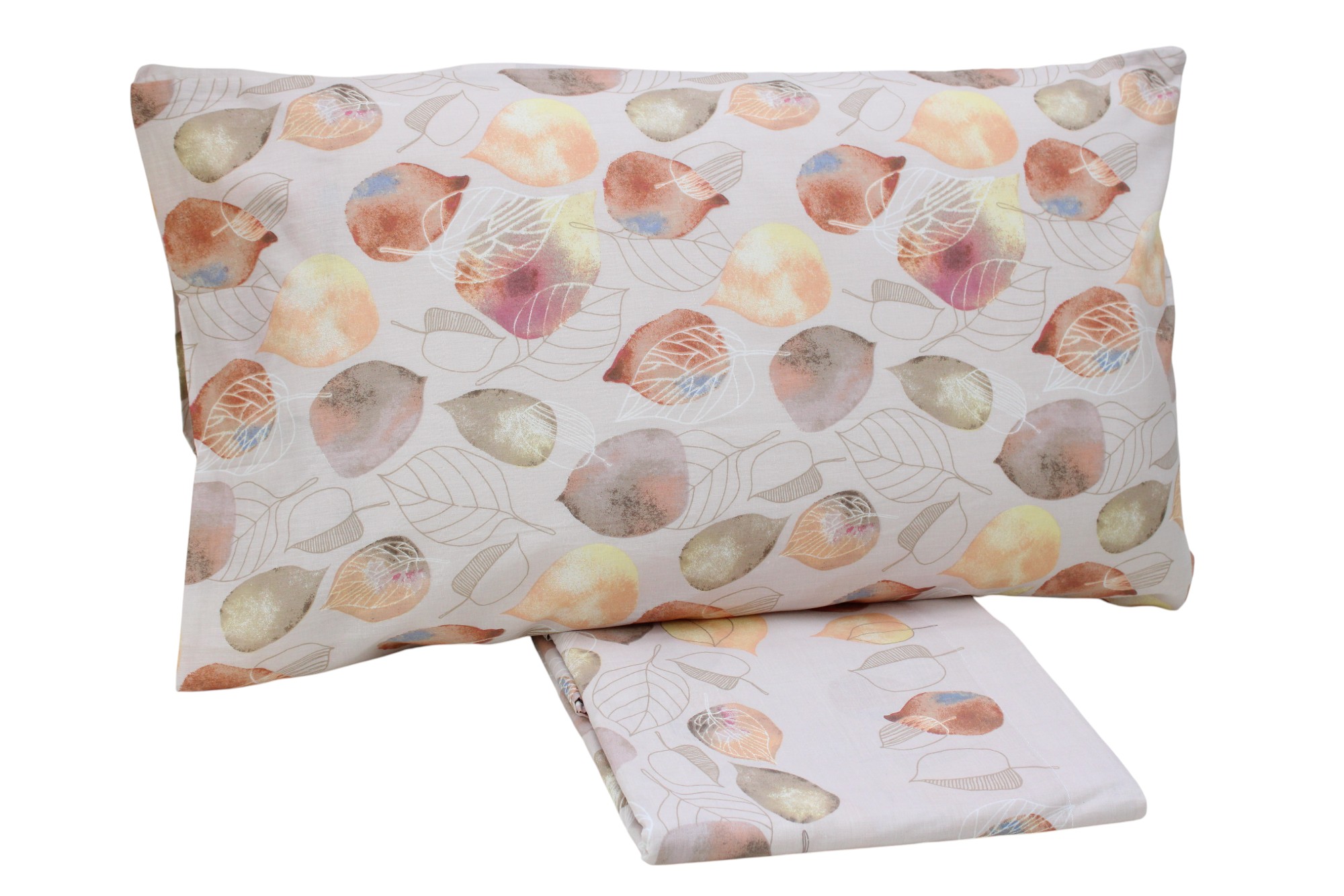 COMPLETO LENZUOLA MATRIMONIALE IN COTONE FANTASIA FOLIAGE AURA