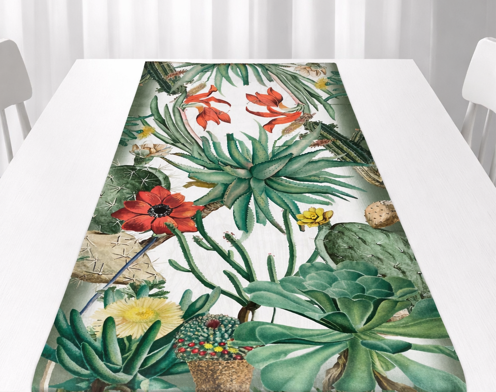 RUNNER 45X140 IN COTONE FANTASIA CON CACTUS