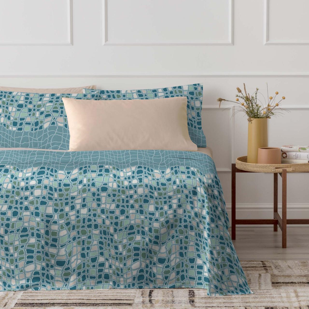 COMPLETO LENZUOLA SINGOLO IN COTONE MOTIVO GEOMETRICO AMELIE BLU COMPLETO LENZUOLA SINGOLO IN COTONE MOTIVO GEOMETRICO AMELIE BLU