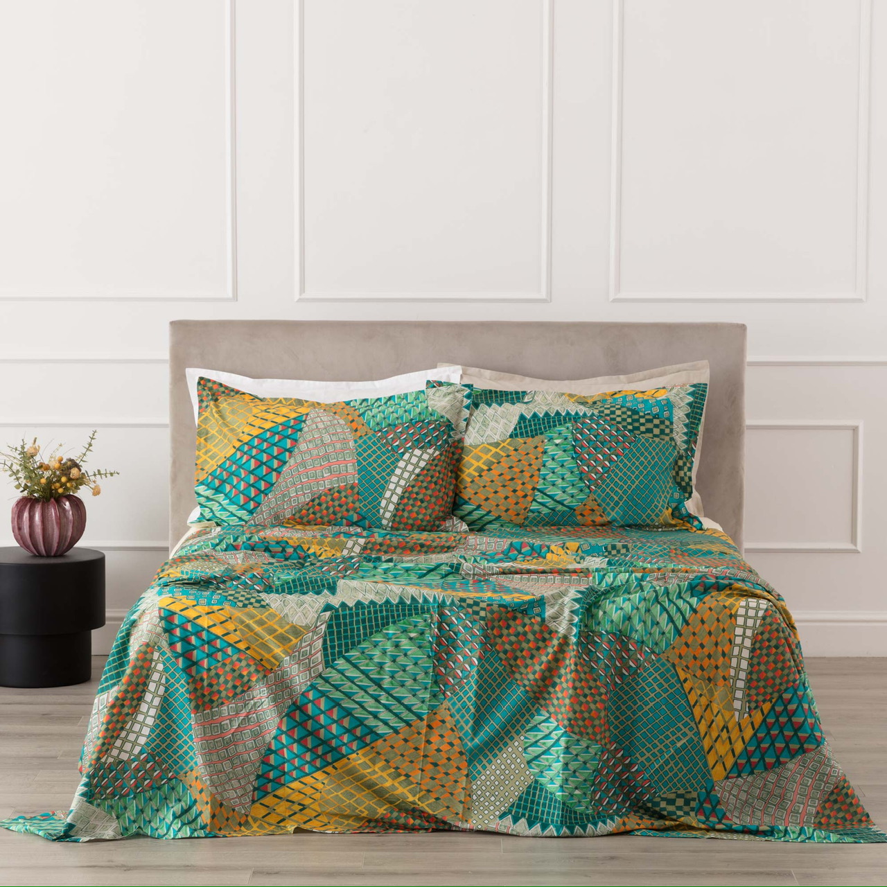 COMPLETO LENZUOLA COPRILETTO RIVIERA IN PERCALLE DI COTONE VALMA