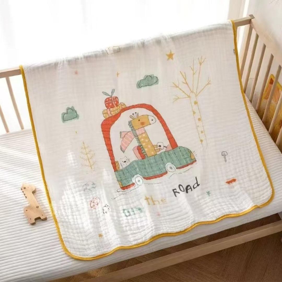 COPERTINA IN COTONE 100X100 FANTASIA CON DOLCE GIRAFFA