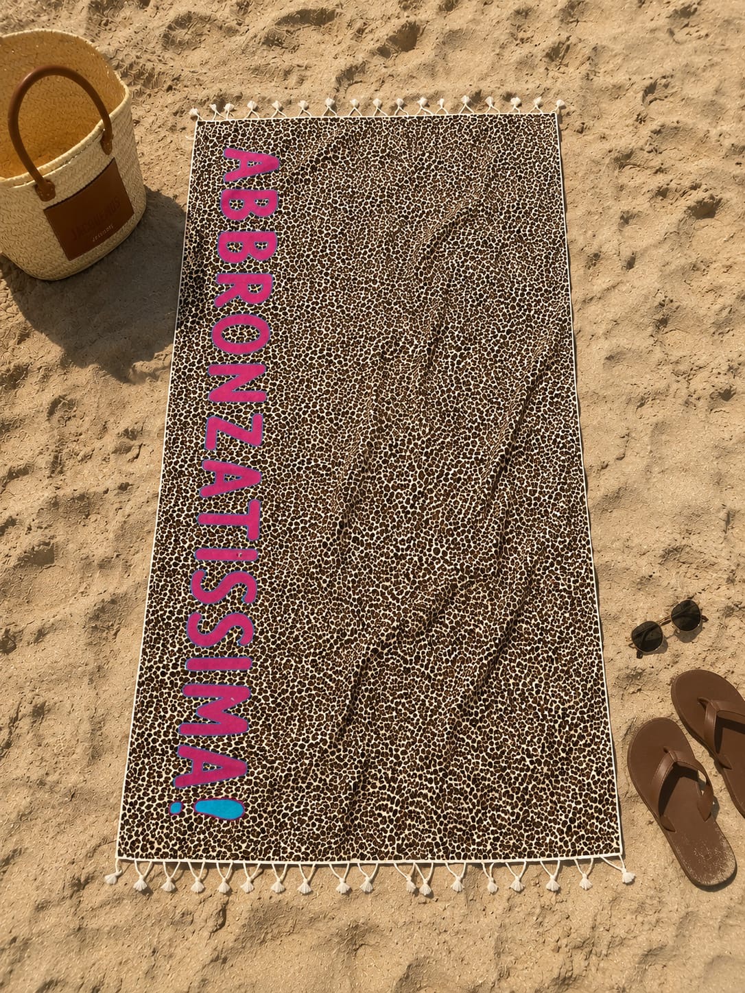 FOUTA MARE MACULATO CON SCRITTA ABBRONZATISSIMA