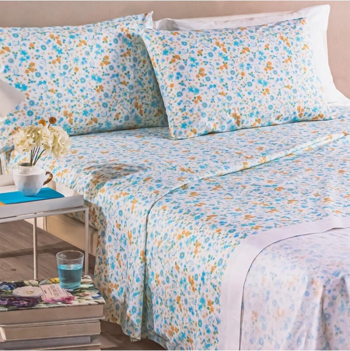 COMPLETO LENZUOLA CALEFFI MATRIMONIALE IN COTONE FANTASIA FLOREALE ALBA