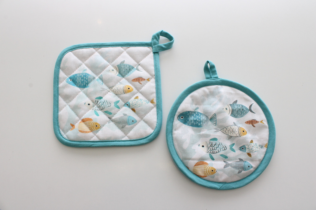 COPPIA PRESIN GREMBIULE CON FANTASIA MARINA CON PESCIOLINI MILLY
