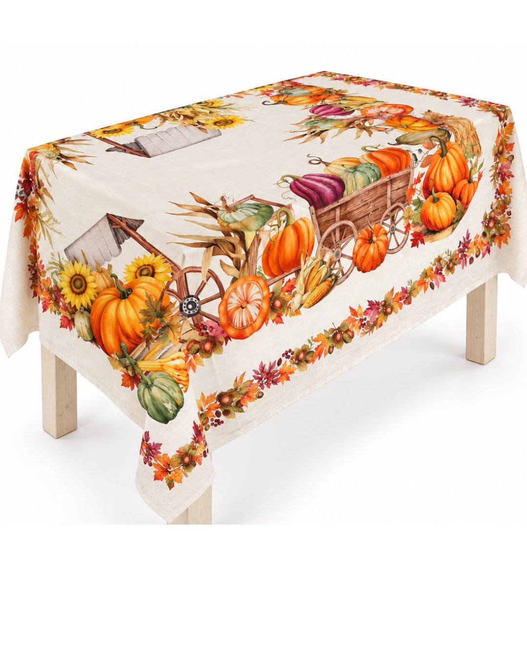 TOVAGLIA IN COTONE STAMPA DIGITALE AUTUNNALE CON ZUCCHE