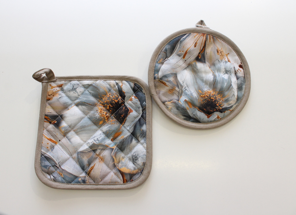 COPPIA PRESINE SAGOMATE CON STAMPA DIGITALE FLOREALE