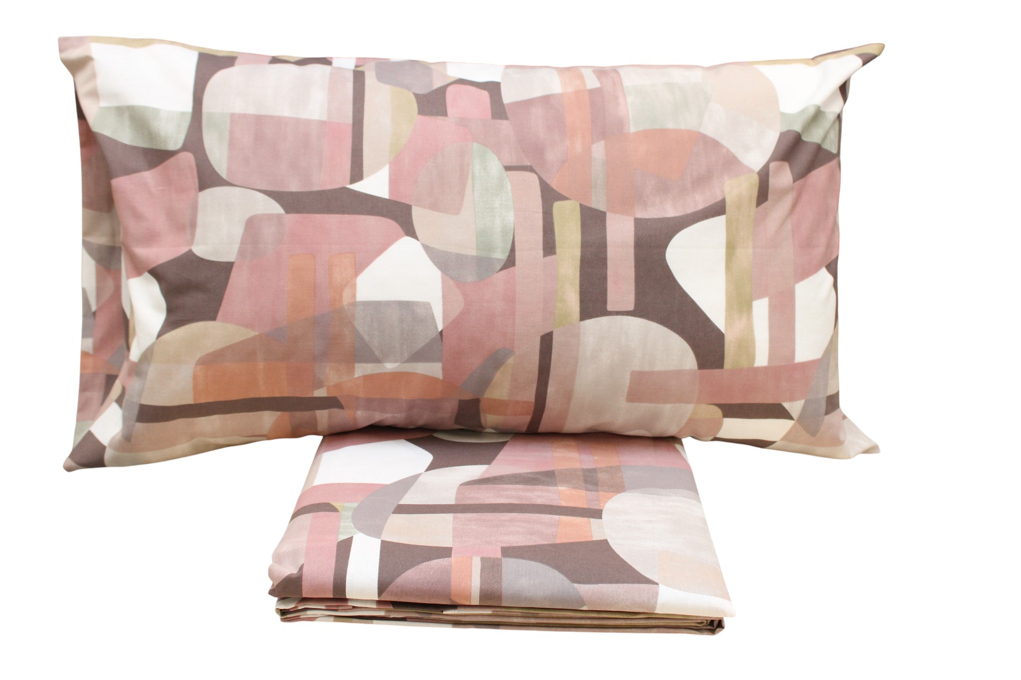 COMPLETO LENZUOLA MATRIMONIALE IN PERCALLE DI COTONE FANTASIA GEOMETRICA