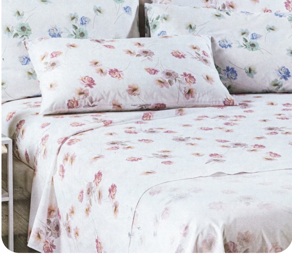 COMPLETO LENZUOLA CALEFFI MATRIMONIALE IN COTONE FLORES