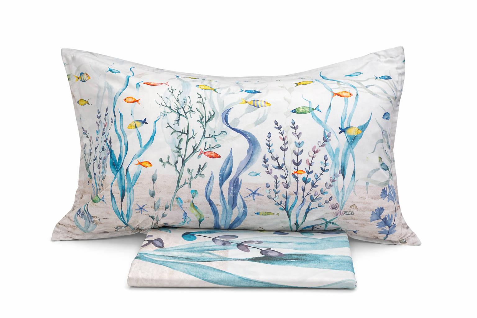 PARURE LENZUOLA MATRIMONIALE IN COTONE STAMPA DIGITALE MARINA