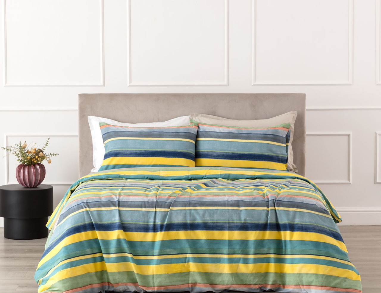 COMPLETO LENZUOLA RIVIERA IN COTONE A RIGHE MULTICOLOR MARTA