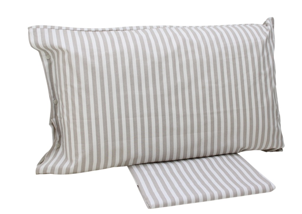 SACCO COPRIPIUMINO SINGOLO IN COTONE A RIGHE TORTORA