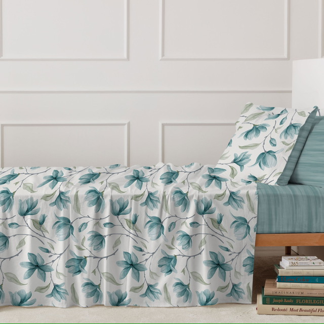 COMPLETO LENZUOLA MATRIMONIALE IN COTONE FANTASIA FLOREALE MAGNOLIA