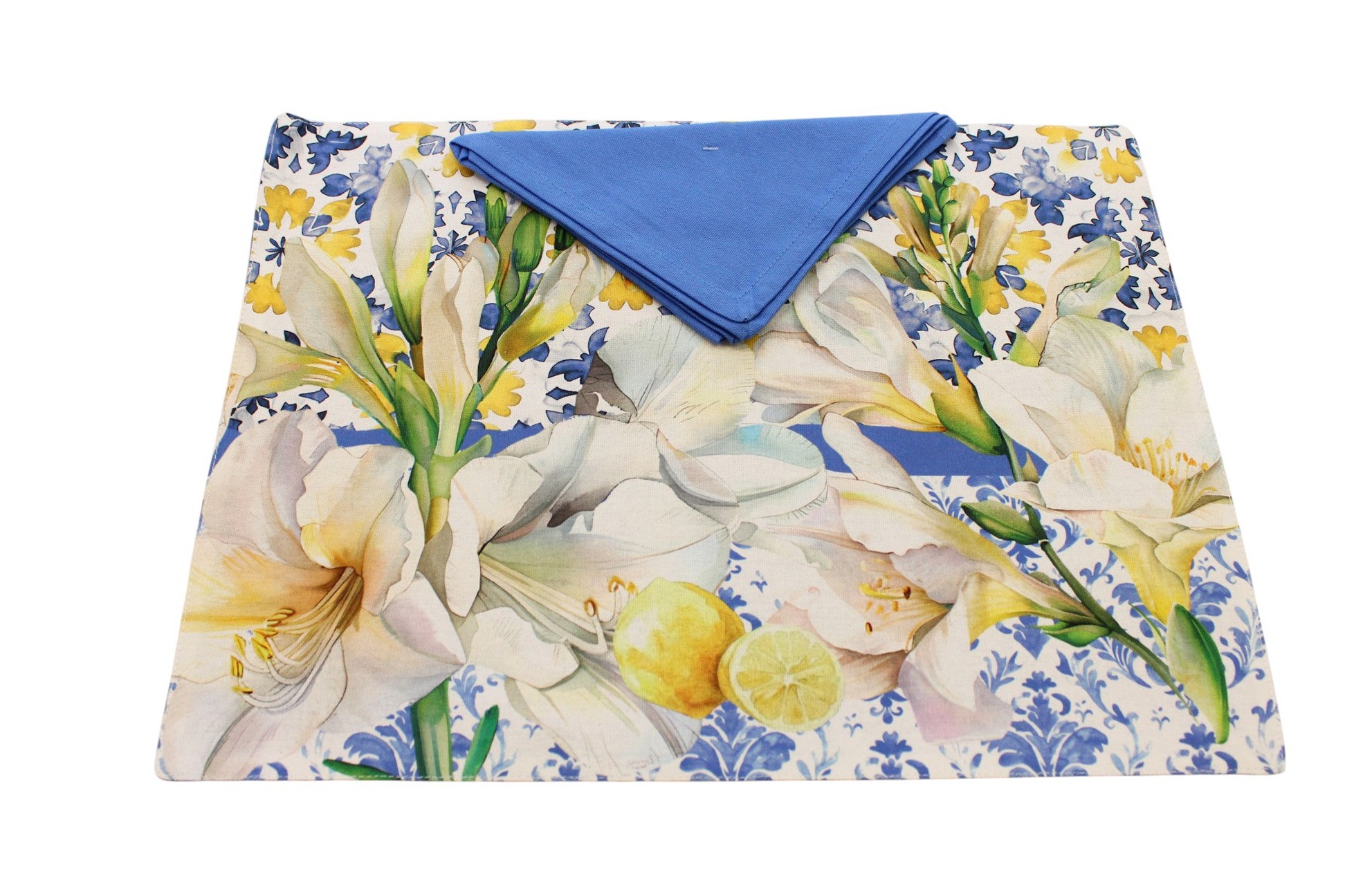 TOVAGLIETTA CON TOVAGLIOLO STAMPA DIGITALE FLOREALE CON LIMONI