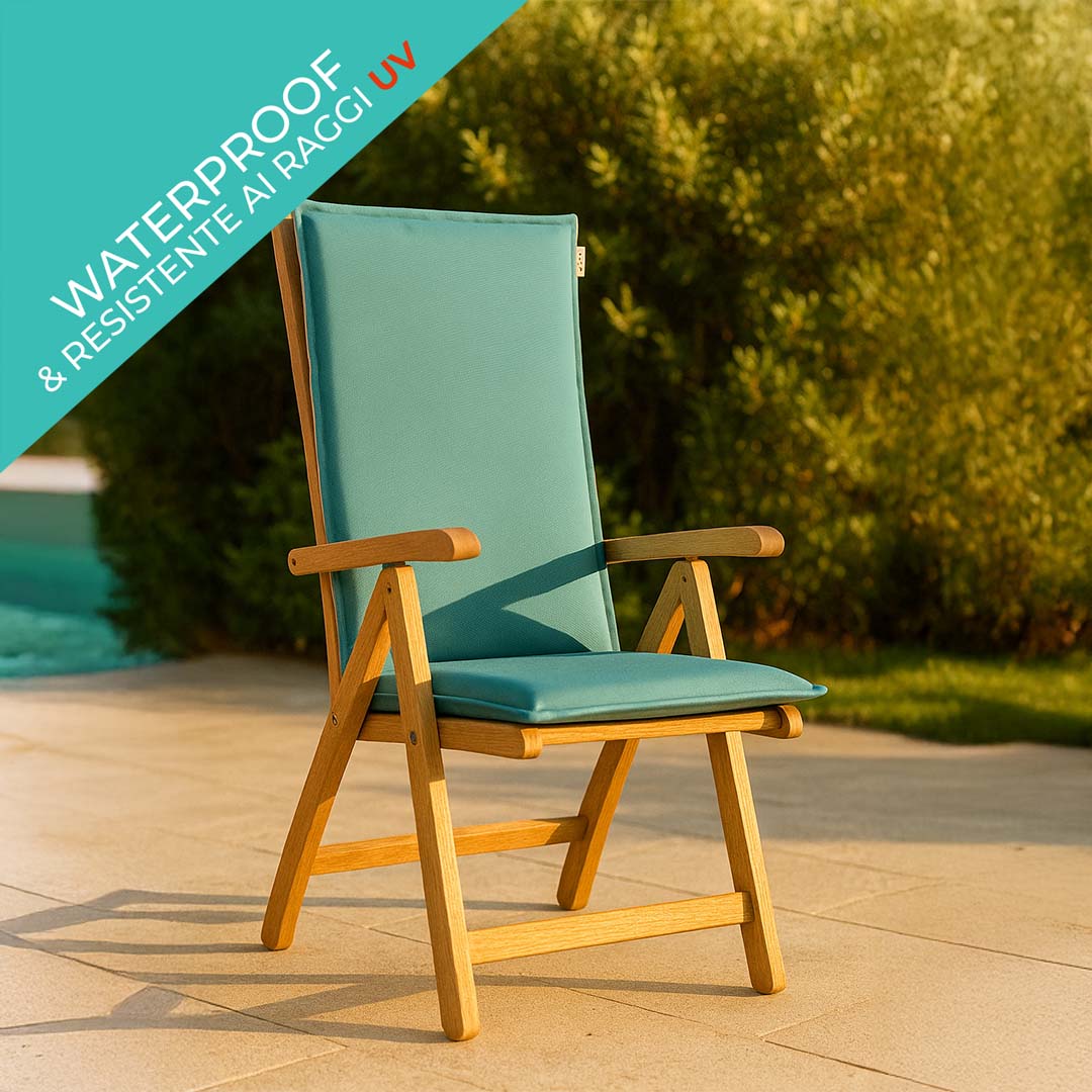 CUSCINO SEDIA ALTO CON SCHIENALE IDROREPELLENTE ANTIMACCHIA