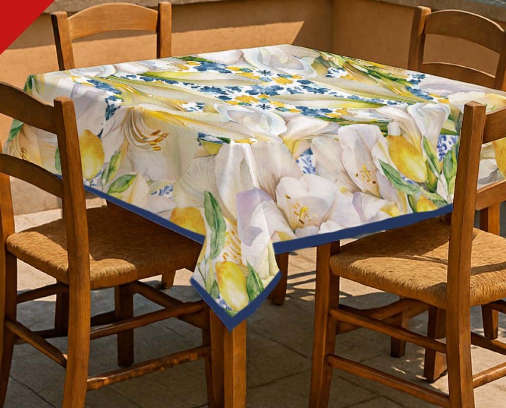 TOVAGLIA RESINATA 140X240 STAMPA DIGITALE FLOREALE CON LIMONI SLING